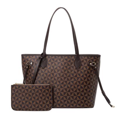 Geometric Pattern Tote Bag with Pouch – 2-in-1 Large Capacity Shoulder Bag for Work & Travel